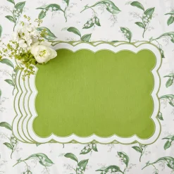 Serena Applique Green Placemats (Set Of 4)|Mrs. Alice Outlet