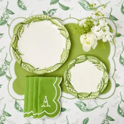 Serena Applique Green Placemats (Set Of 4)|Mrs. Alice Outlet