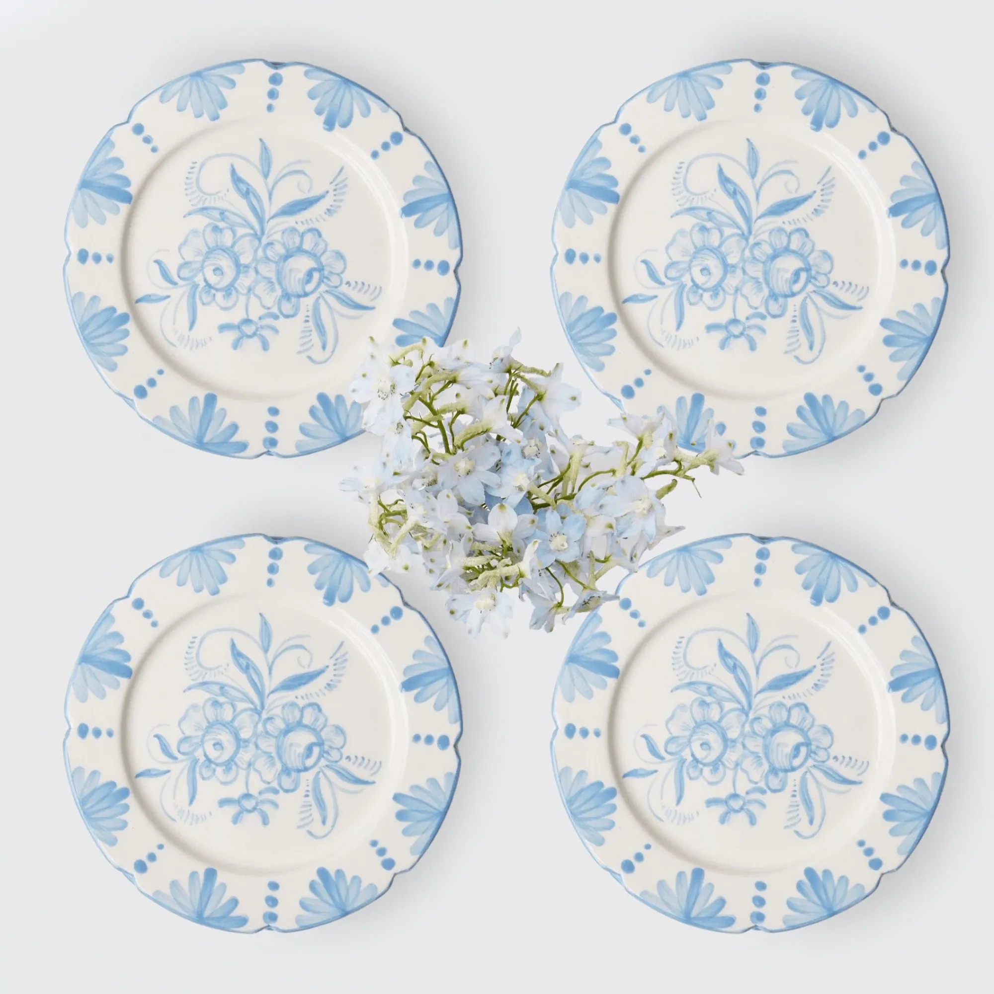 Seville Blue Gardenia Starter Plate (Set Of 4)|Mrs. Alice Hot