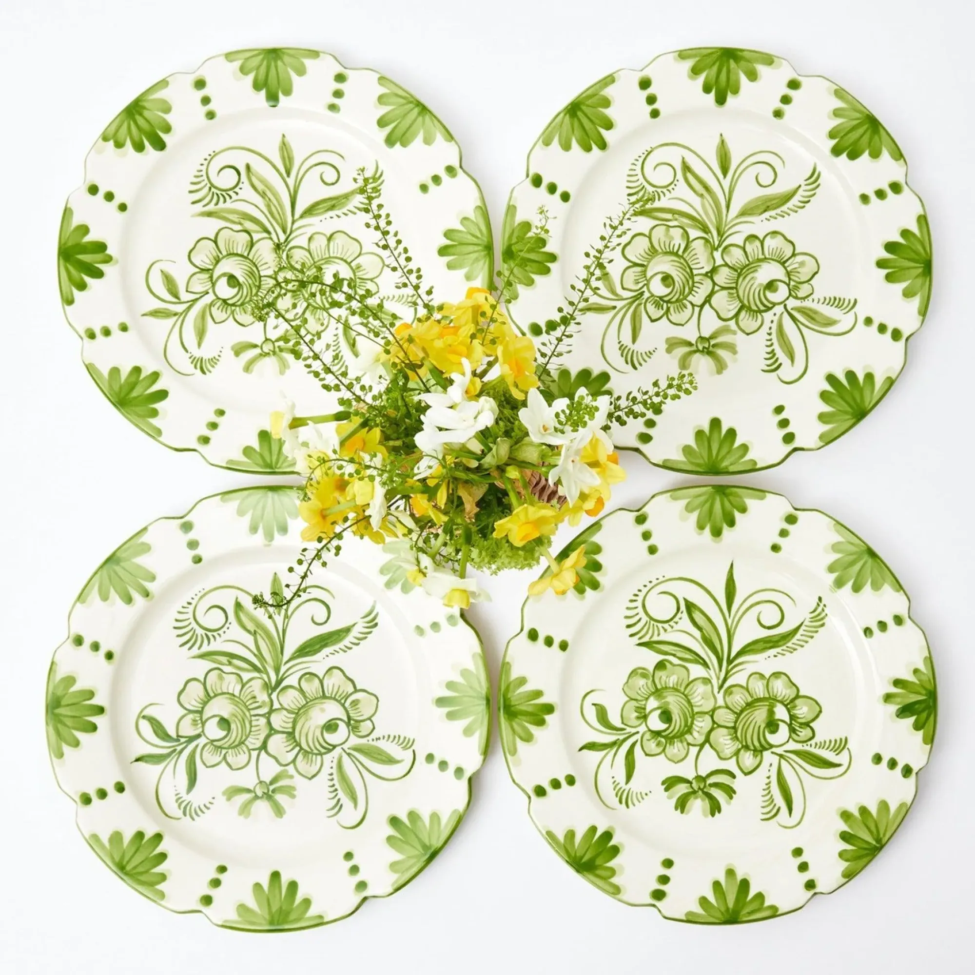 Seville Green Gardenia Dinner Plates (Set Of 4)|Mrs. Alice New