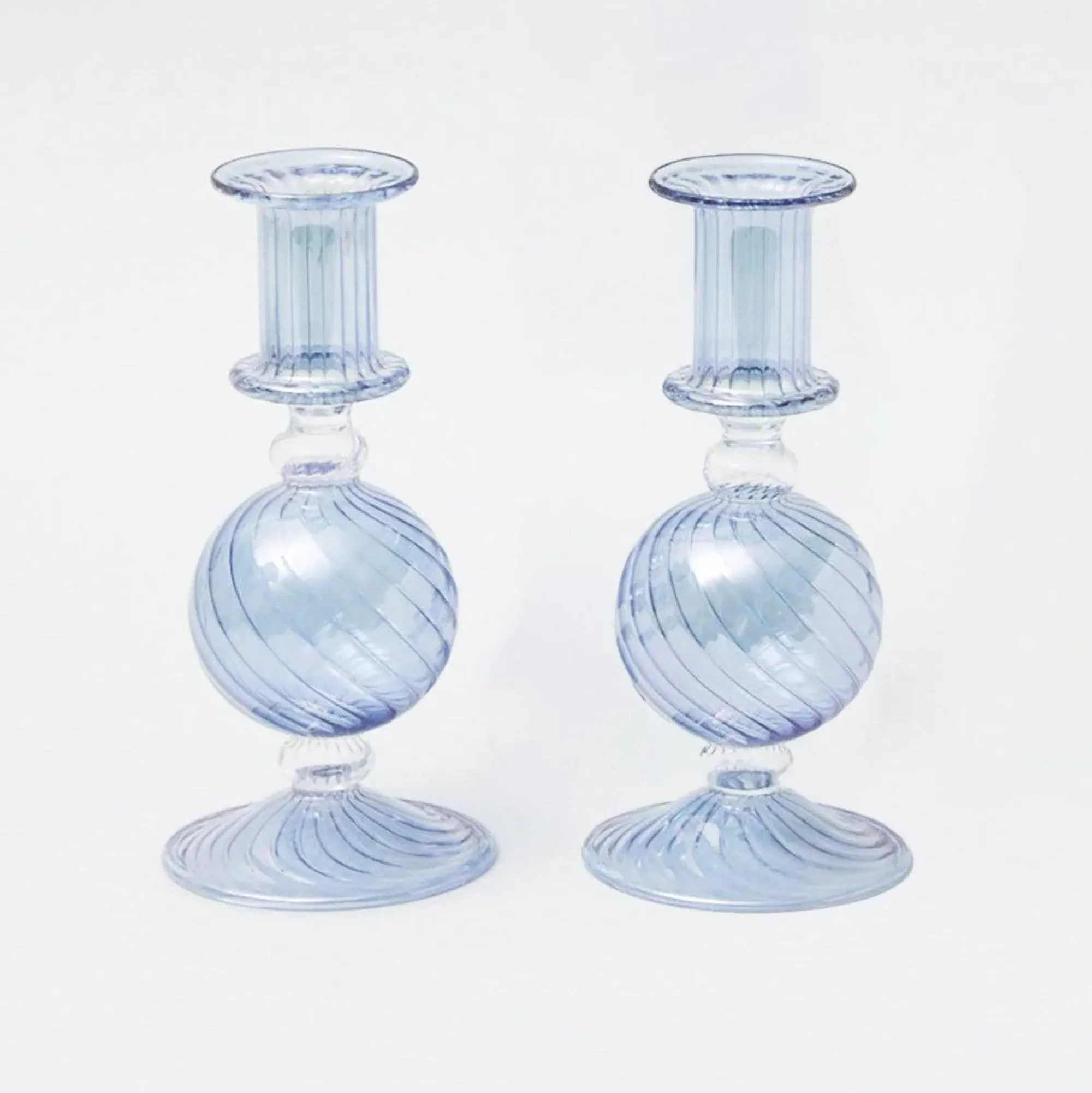 Small Camille Azure Candle Holders (Pair)|Mrs. Alice Outlet