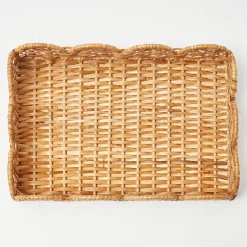 Small Scalloped Rattan Tray|Mrs. Alice Discount