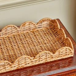 Small Scalloped Rattan Tray|Mrs. Alice New