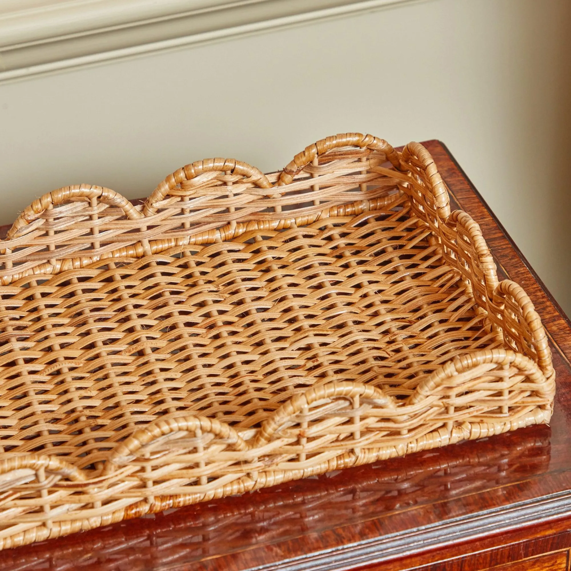 Small Scalloped Rattan Tray|Mrs. Alice New