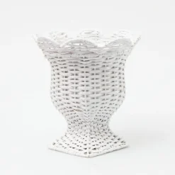 Small White Rattan Urn Vase|Mrs. Alice