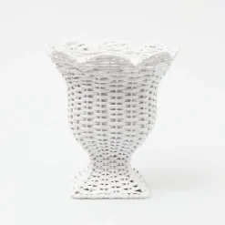Small White Rattan Urn Vase|Mrs. Alice Discount