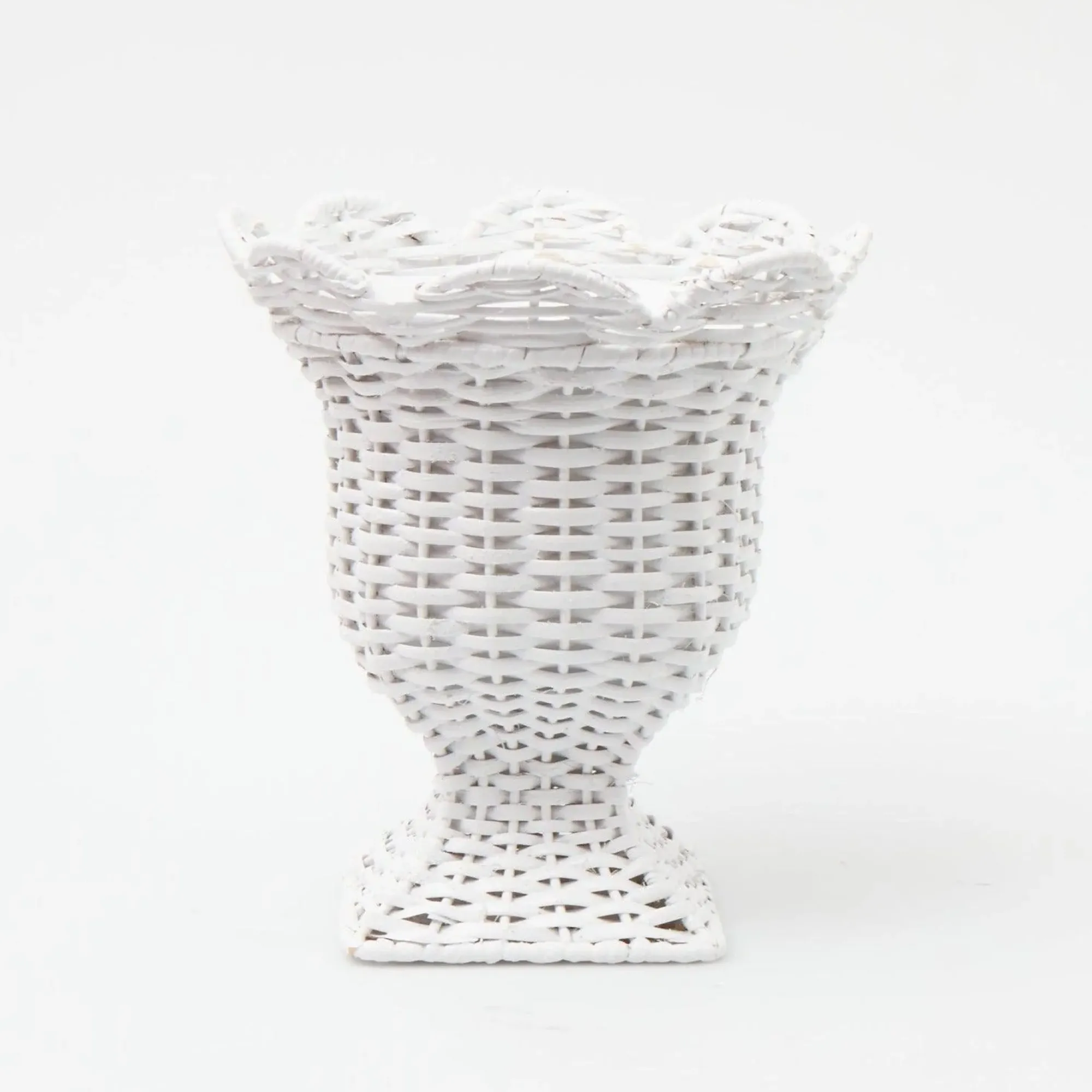 Small White Rattan Urn Vase|Mrs. Alice Discount