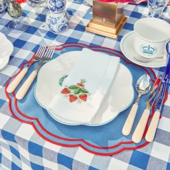 Strawberry White Linen Embroidered Napkins (Set Of 4)|Mrs. Alice New