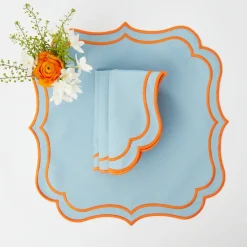 Sylvie Blue & Orange Napkins (Set Of 4)|Mrs. Alice Clearance