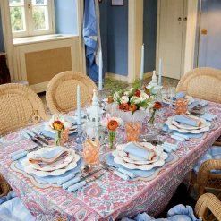 Sylvie Blue And Orange Placemats & Napkins (Set Of 4)|Mrs. Alice Sale