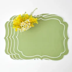 Sylvie Green Embroidered Placemats (Set Of 4)|Mrs. Alice Outlet