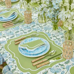 Sylvie Green Embroidered Placemats (Set Of 4)|Mrs. Alice Outlet