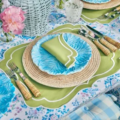 Sylvie Green Embroidered Placemats & Napkins (Set Of 4)|Mrs. Alice Discount