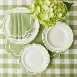 Sylvie Green Embroidered Placemats & Napkins (Set Of 4)|Mrs. Alice Discount