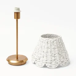 Tall Rechargeable Lamp With White Seagrass Lampshade|Mrs. Alice New