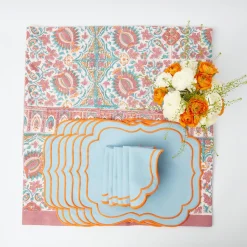 Valentina & Sylvie Blue/Orange Linen Set|Mrs. Alice New