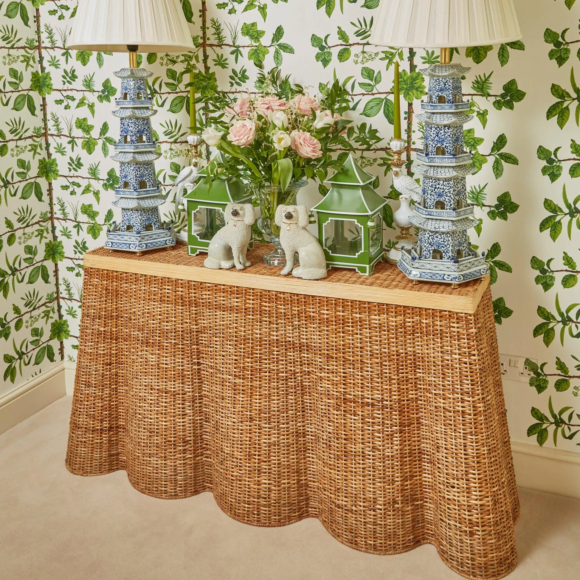 Vivienne Rattan Scalloped Console Table|Mrs. Alice Best