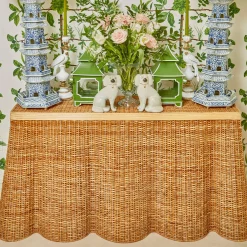 Vivienne Rattan Scalloped Console Table|Mrs. Alice Outlet
