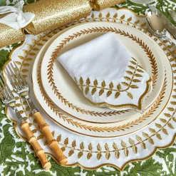 White & Gold Laurel Napkins (Set Of 4)|Mrs. Alice Discount
