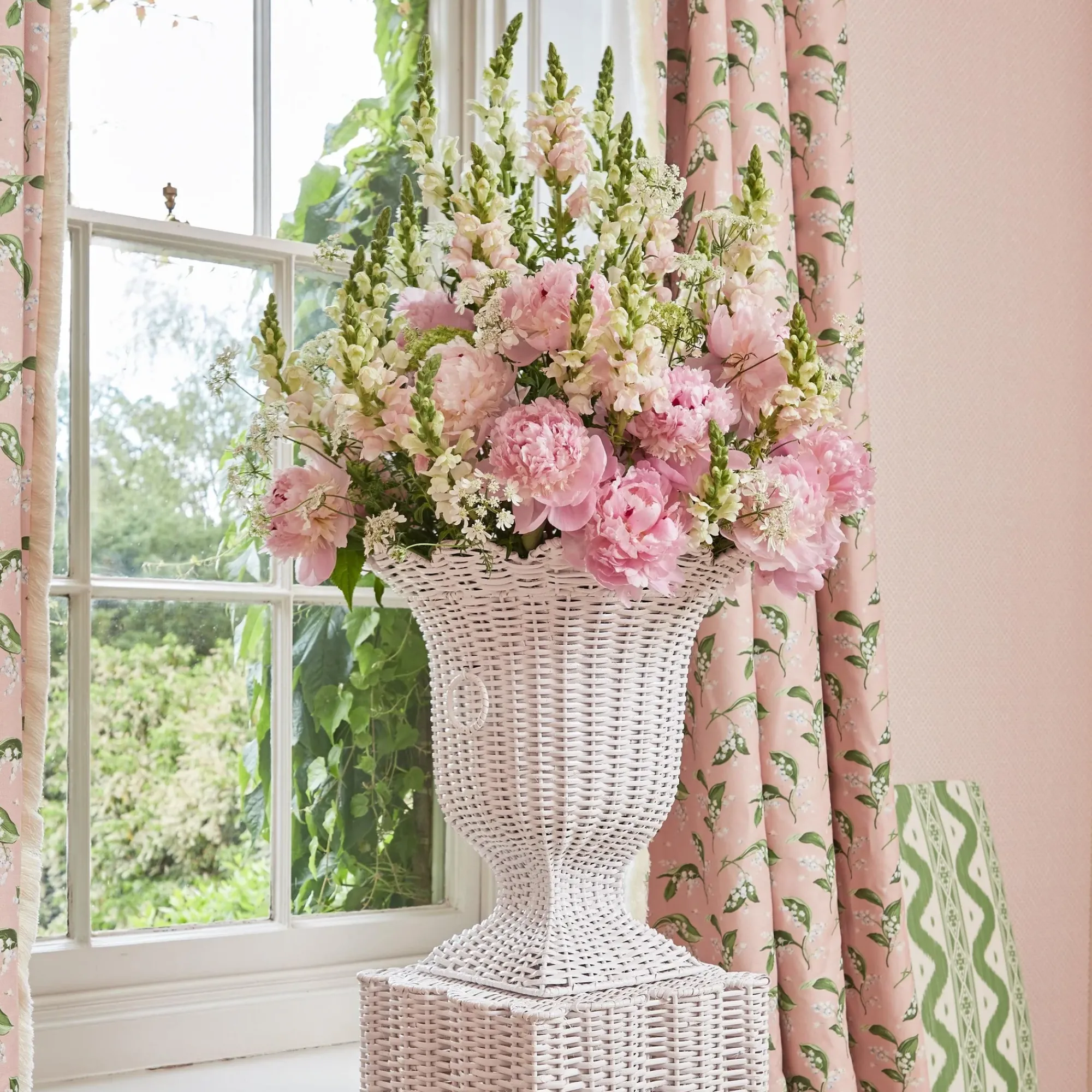 White Liliana Scalloped Rattan Urn|Mrs. Alice New