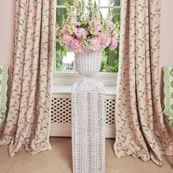 White Liliana Scalloped Rattan Pedestal And Urn|Mrs. Alice Online