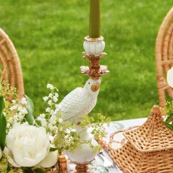 White Parrot Candle Holder (Pair)|Mrs. Alice Sale