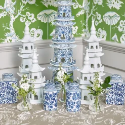 White Porcelain Pagodas (Pair)|Mrs. Alice Sale