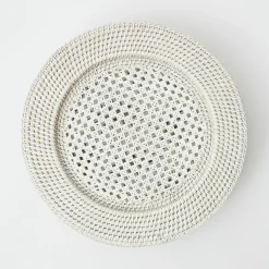 White Rattan Charger Plates (Set Of 4)|Mrs. Alice Sale