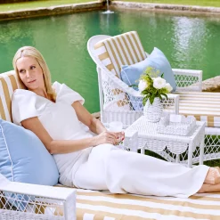 White Rattan Outdoor Side Table|Mrs. Alice Sale