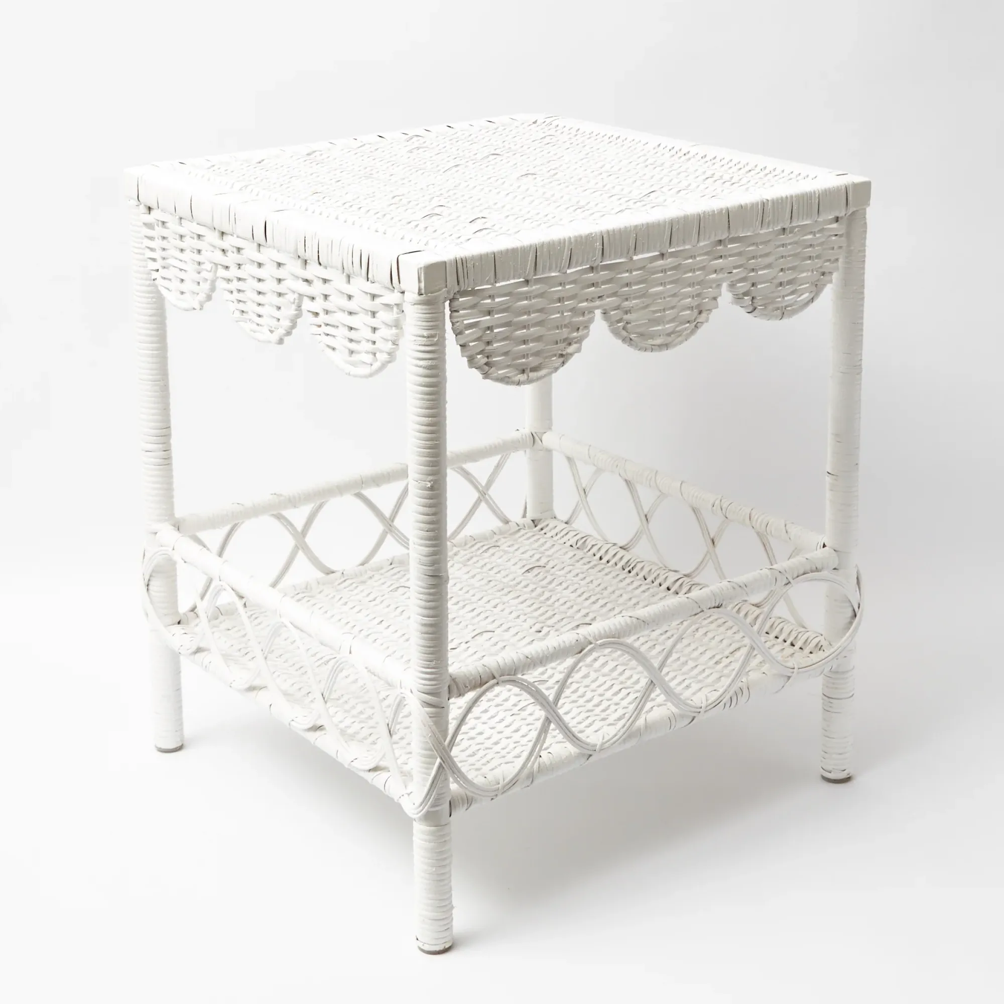 White Rattan Outdoor Side Table|Mrs. Alice Sale