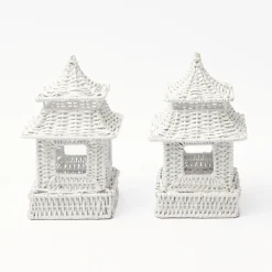 White Rattan Pagoda & Urn Vase Set|Mrs. Alice Online