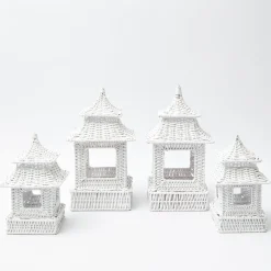 White Rattan Pagoda Lantern Set|Mrs. Alice Best