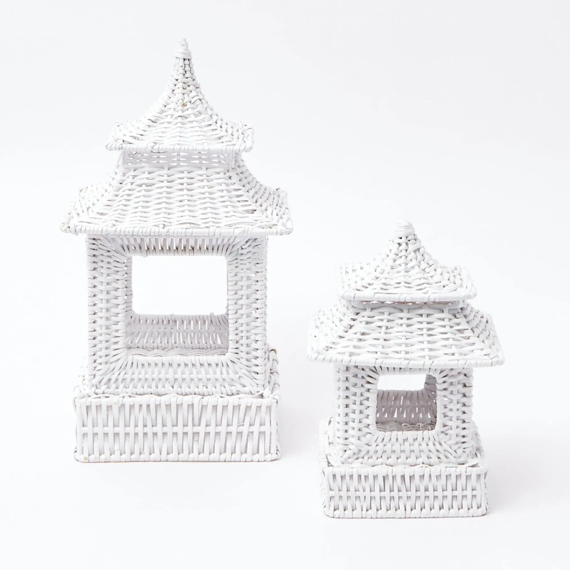 White Rattan Pagoda Lantern Set|Mrs. Alice Clearance