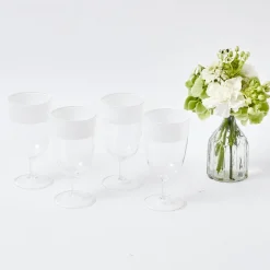 White Ribbon Water & Wine Glassware Set|Mrs. Alice New