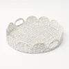 White Round Scalloped Rattan Tray|Mrs. Alice Sale