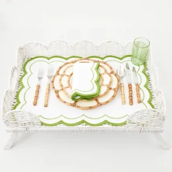 White Scalloped Rattan Breakfast Tray|Mrs. Alice Discount