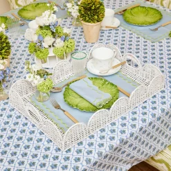 White Scalloped Rattan Tray|Mrs. Alice Best