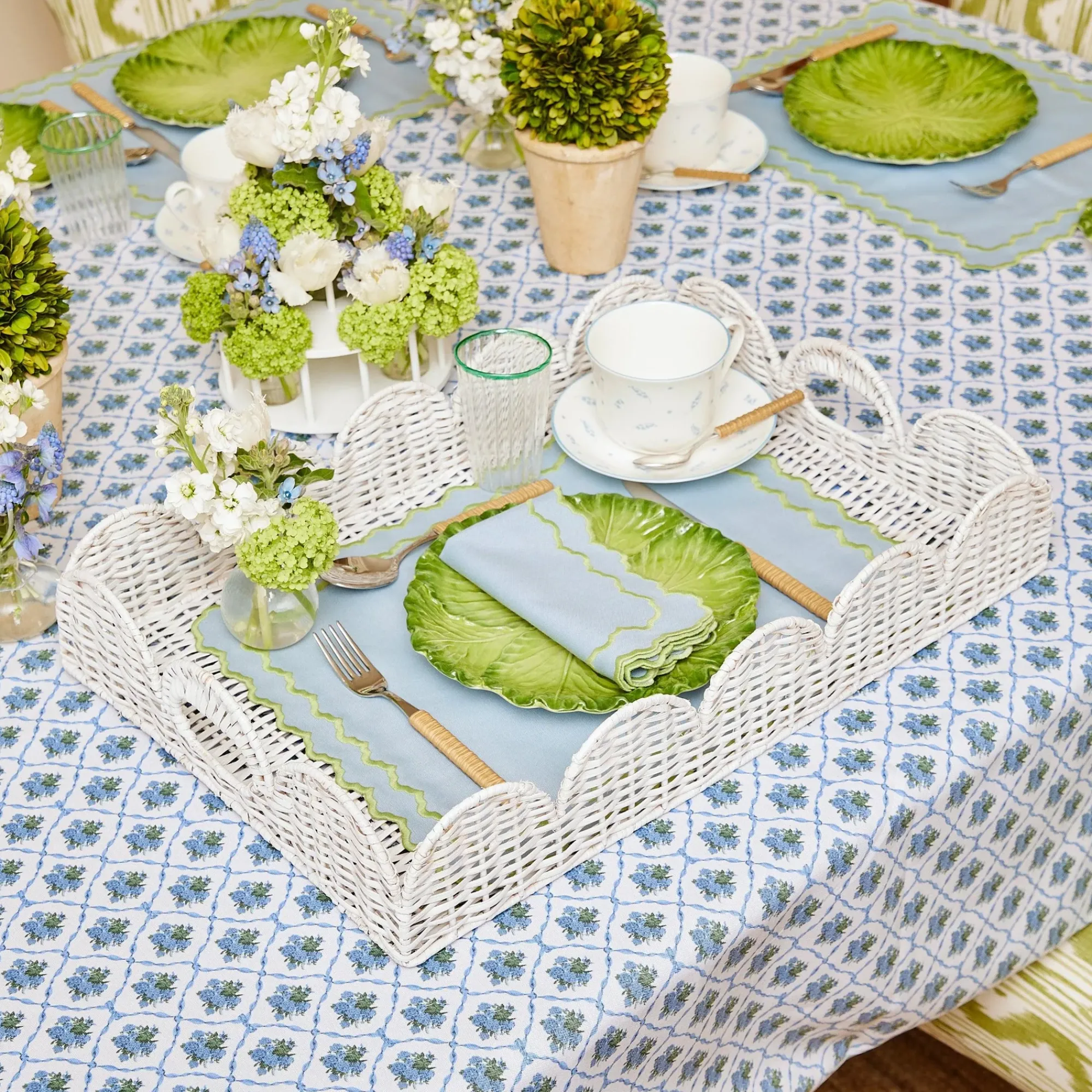 White Scalloped Rattan Tray|Mrs. Alice Best