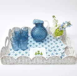 White Scalloped Rattan Tray|Mrs. Alice Best