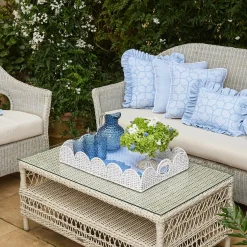 White Scalloped Rattan Tray|Mrs. Alice Best