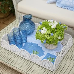 White Scalloped Rattan Tray|Mrs. Alice Hot