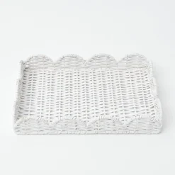 White Small Scalloped Rattan Tray|Mrs. Alice Online