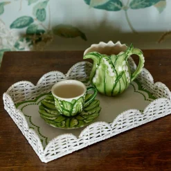 White Small Scalloped Rattan Tray|Mrs. Alice Online