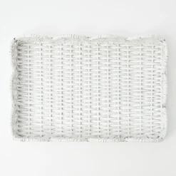 White Small Scalloped Rattan Tray|Mrs. Alice Online