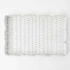 White Small Scalloped Rattan Tray|Mrs. Alice Online
