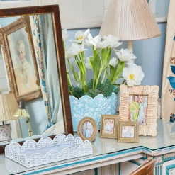 White Small Scalloped Rattan Tray|Mrs. Alice Online