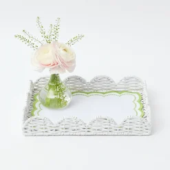 White Small Scalloped Rattan Tray|Mrs. Alice Online