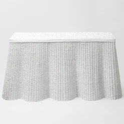 White Vivienne Rattan Scalloped Console Table|Mrs. Alice Online