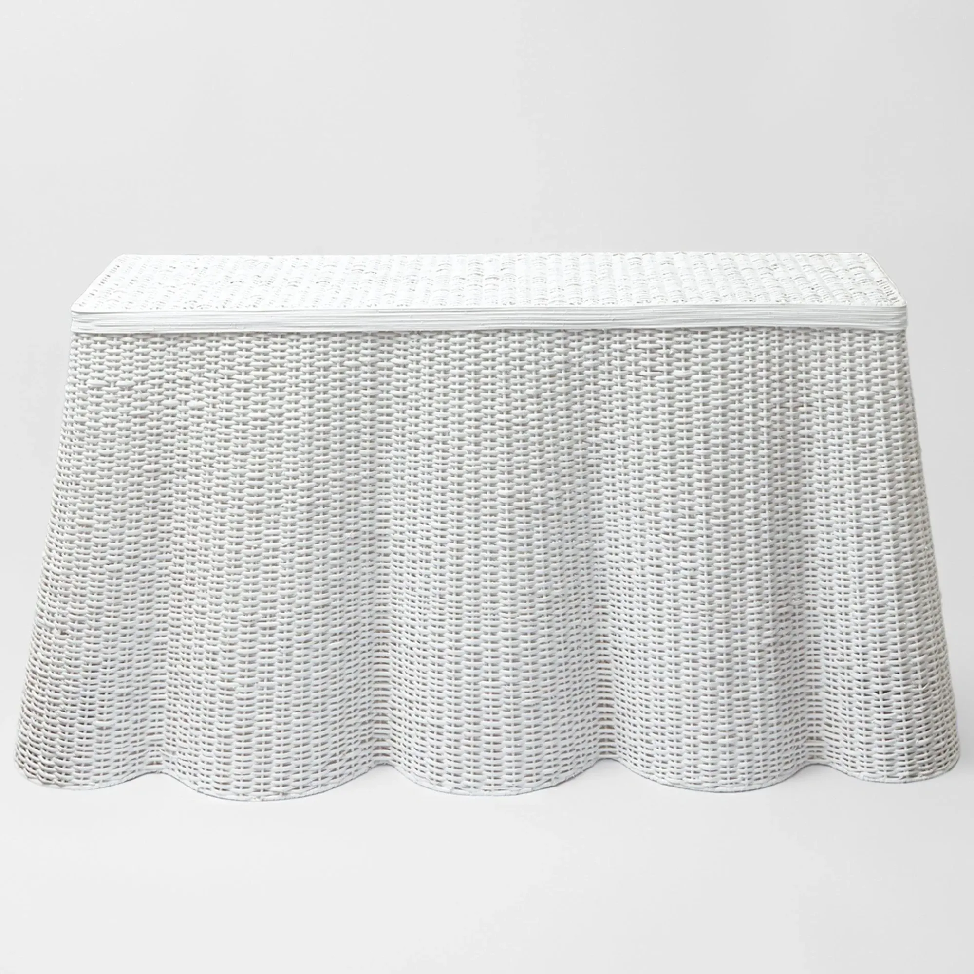 White Vivienne Rattan Scalloped Console Table|Mrs. Alice Online