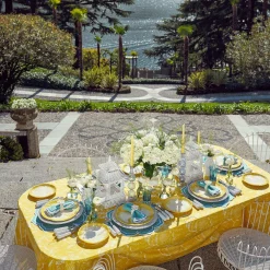Yellow Melograno & Fleur Turquoise Linen Set|Mrs. Alice Best